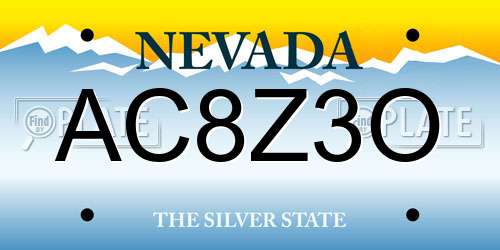 AC8Z3O Nevada License Plate