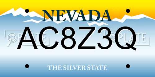 AC8Z3Q Nevada License Plate
