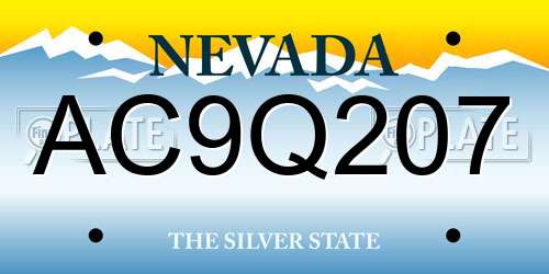 AC9Q207 Nevada License Plate