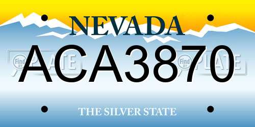 ACA3870 Nevada License Plate