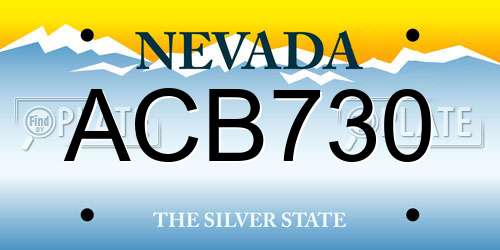 ACB730 Nevada License Plate