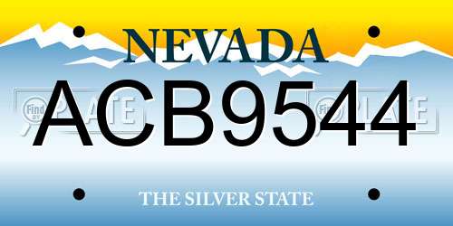 ACB9544 Nevada License Plate