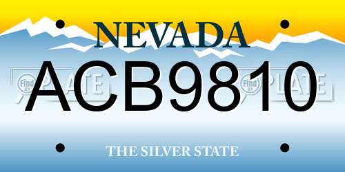 ACB9810 Nevada License Plate
