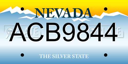 ACB9844 Nevada License Plate