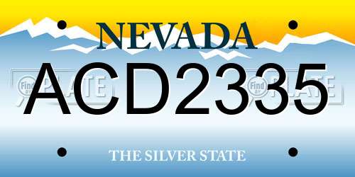 ACD2335 Nevada License Plate