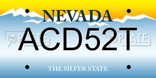 ACD52T Nevada License Plate