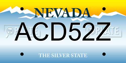 ACD52Z Nevada License Plate