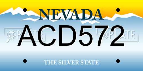 ACD572 Nevada License Plate