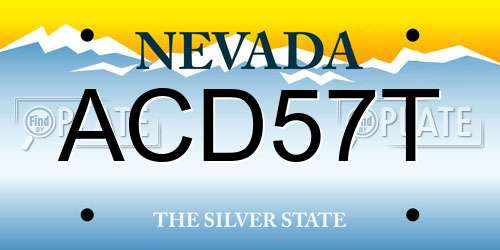 ACD57T Nevada License Plate