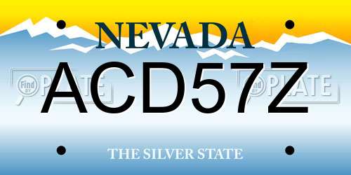 ACD57Z Nevada License Plate