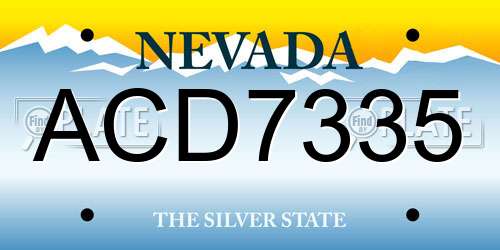 ACD7335 Nevada License Plate