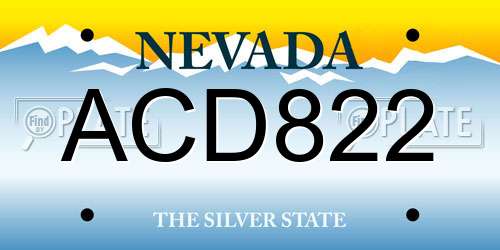 ACD822 Nevada License Plate