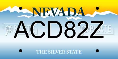 ACD82Z Nevada License Plate