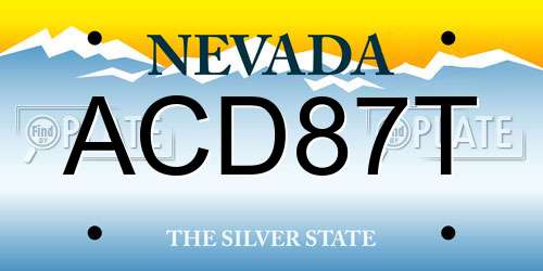 ACD87T Nevada License Plate