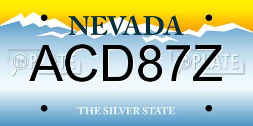 ACD87Z Nevada License Plate