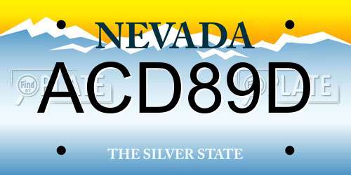 ACD89D Nevada License Plate