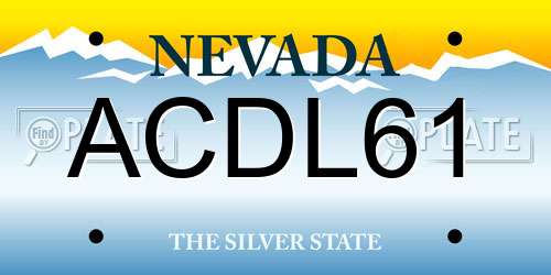 ACDL61 Nevada License Plate