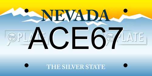 ACE67 Nevada License Plate