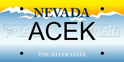 ACEK Nevada License Plate