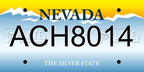 ACH8014 Nevada License Plate