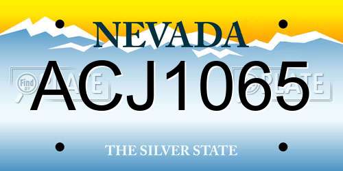 ACJ1065 Nevada License Plate