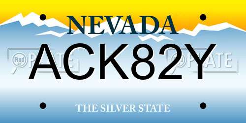ACK82Y Nevada License Plate