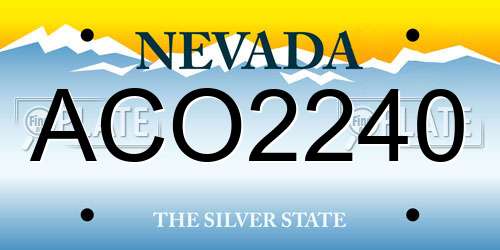 ACO2240 Nevada License Plate