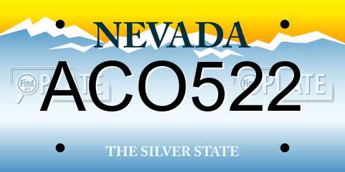 ACO522 Nevada License Plate