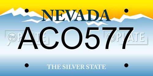 ACO577 Nevada License Plate