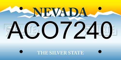ACO7240 Nevada License Plate