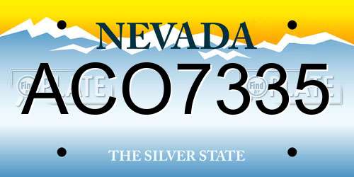 ACO7335 Nevada License Plate