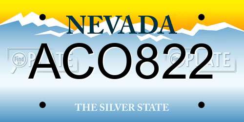 ACO822 Nevada License Plate