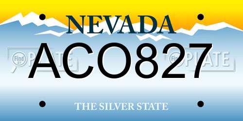 ACO827 Nevada License Plate