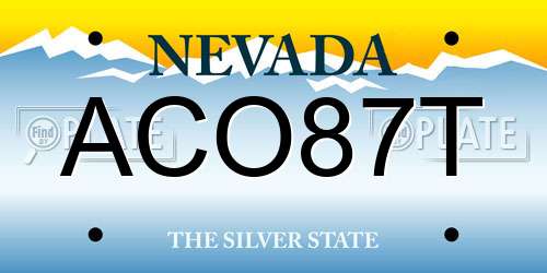 ACO87T Nevada License Plate