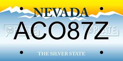 ACO87Z Nevada License Plate