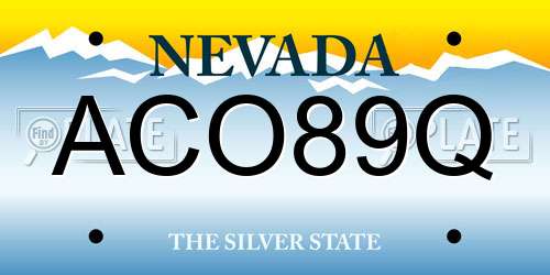 ACO89Q Nevada License Plate