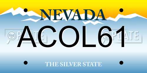 ACOL61 Nevada License Plate