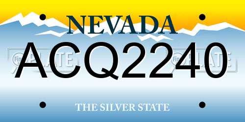 ACQ2240 Nevada License Plate