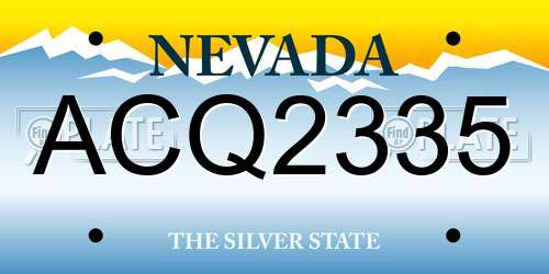 ACQ2335 Nevada License Plate