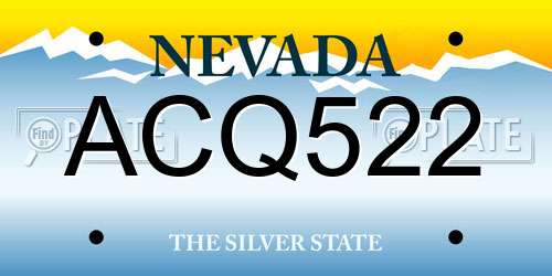 ACQ522 Nevada License Plate