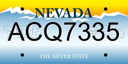 ACQ7335 Nevada License Plate