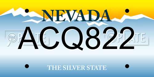 ACQ822 Nevada License Plate