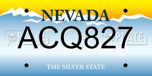 ACQ827 Nevada License Plate