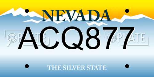 ACQ877 Nevada License Plate