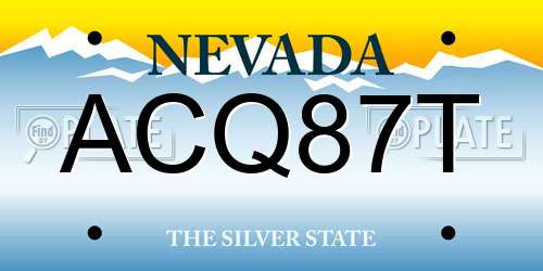 ACQ87T Nevada License Plate