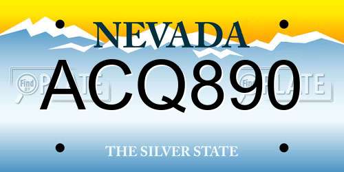 ACQ890 Nevada License Plate
