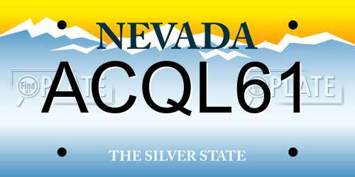 ACQL61 Nevada License Plate