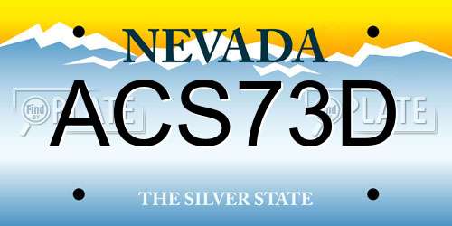 ACS73D Nevada License Plate