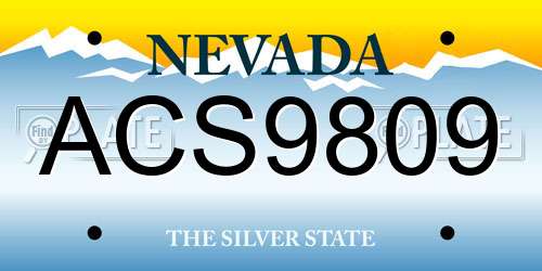 ACS9809 Nevada License Plate