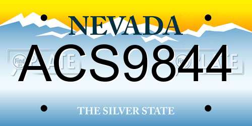 ACS9844 Nevada License Plate
